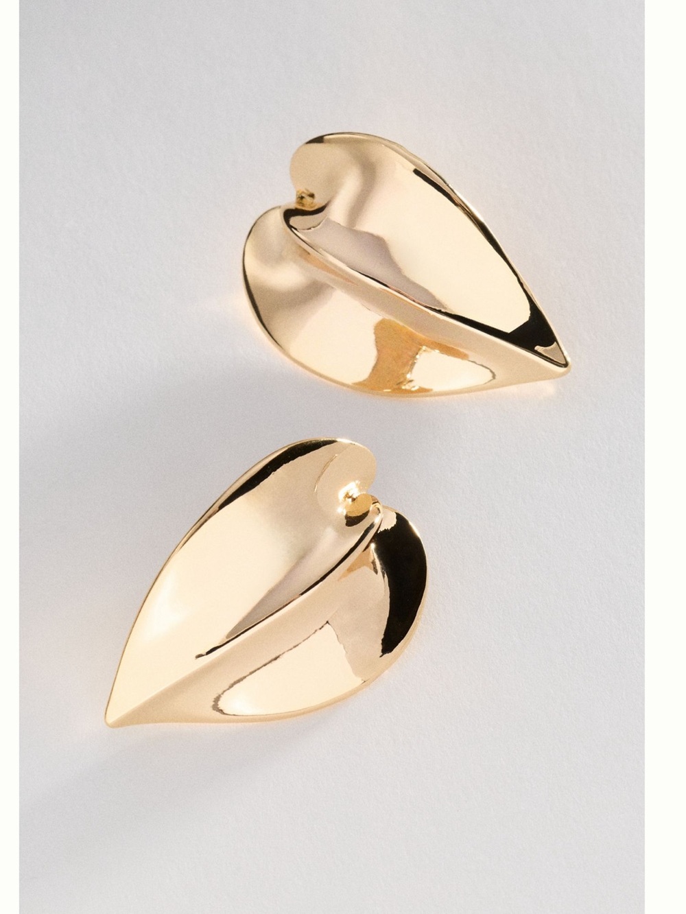 Anthropologie 14KT Gold Plated Leaf Drop Earrings Heart Statement New Large